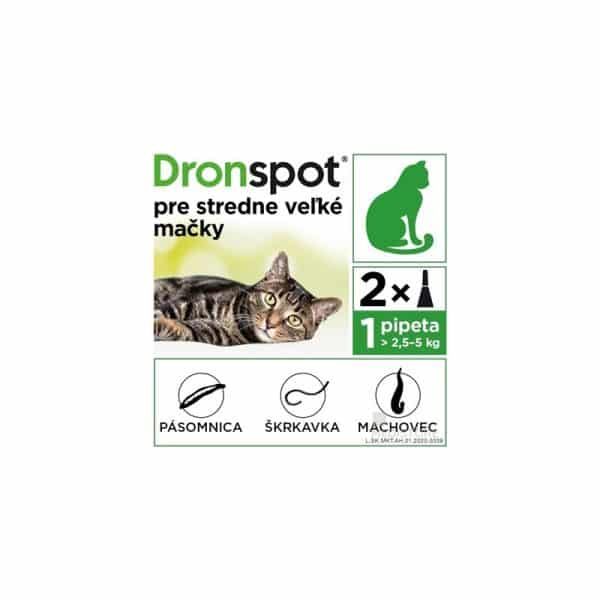 DRONSPOT Spot-on pre stredne veľké mačky (2,5 - 5 kg) 0,7 ml 2 pipety