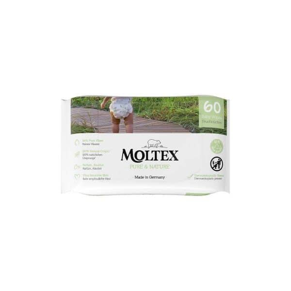 MOLTEX Pure & Nature EKO vlhčené obrúsky na báze vody (60 ks)