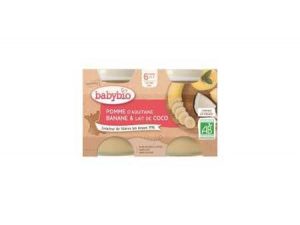 BABYBIO Jablko banán s kokosovým mliekom (2x 130 g) - ovocný príkrm