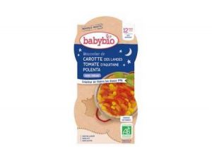 2x BABYBIO Good Night mrkva s paradajkovým pyré, sladkú kukuricou a polentou (200 g)