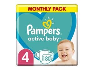 PAMPERS Active Baby 4 (9-14 kg) 180 ks Maxi mesačné balenie - jednorazové plienky