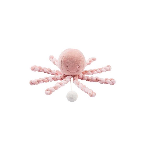 NATTOU Prvá hrajúca hračka pre bábätka chobotnička PIU PIU Lapidou old pink/light pink 0m+